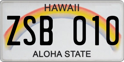 HI license plate ZSB010
