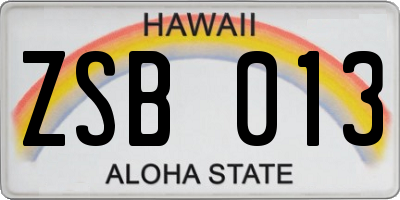 HI license plate ZSB013