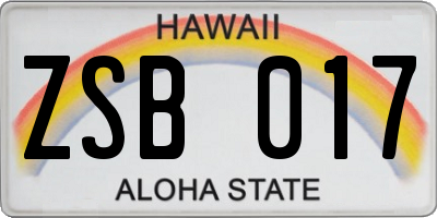 HI license plate ZSB017