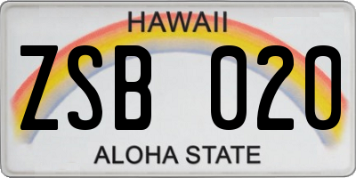 HI license plate ZSB020