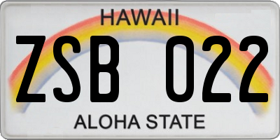 HI license plate ZSB022