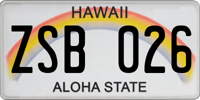 HI license plate ZSB026