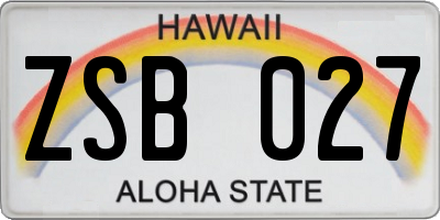 HI license plate ZSB027