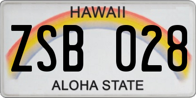 HI license plate ZSB028