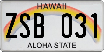 HI license plate ZSB031