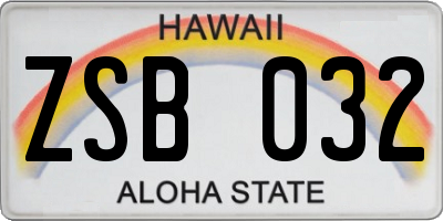 HI license plate ZSB032