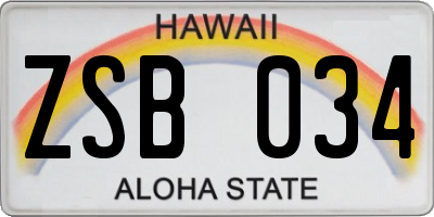 HI license plate ZSB034