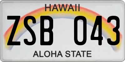 HI license plate ZSB043