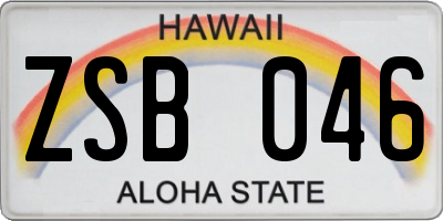 HI license plate ZSB046