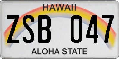 HI license plate ZSB047