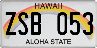 HI license plate ZSB053
