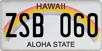 HI license plate ZSB060
