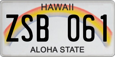 HI license plate ZSB061