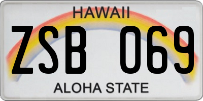 HI license plate ZSB069
