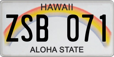 HI license plate ZSB071