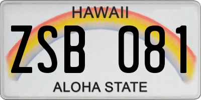 HI license plate ZSB081