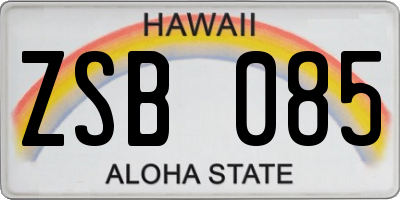 HI license plate ZSB085