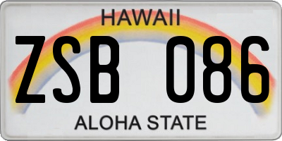 HI license plate ZSB086
