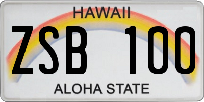 HI license plate ZSB100