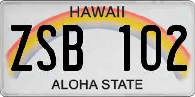 HI license plate ZSB102