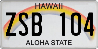 HI license plate ZSB104