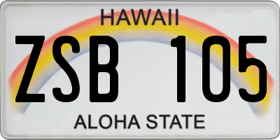 HI license plate ZSB105