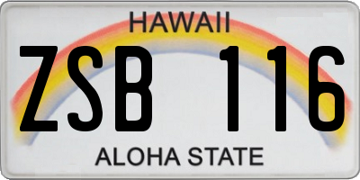 HI license plate ZSB116