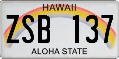 HI license plate ZSB137