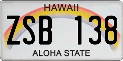 HI license plate ZSB138