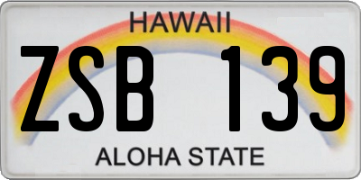 HI license plate ZSB139