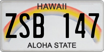 HI license plate ZSB147