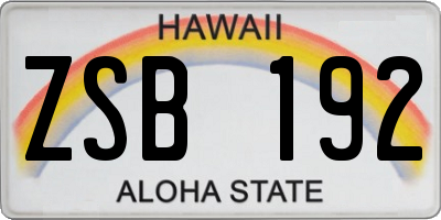 HI license plate ZSB192