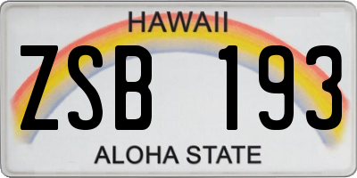 HI license plate ZSB193