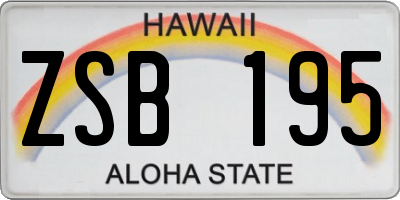 HI license plate ZSB195