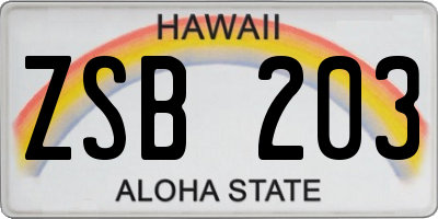 HI license plate ZSB203