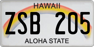 HI license plate ZSB205