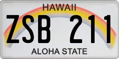 HI license plate ZSB211