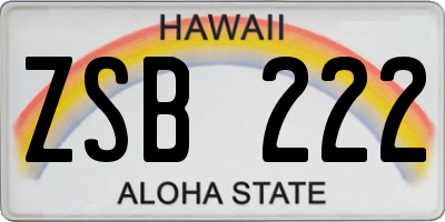 HI license plate ZSB222