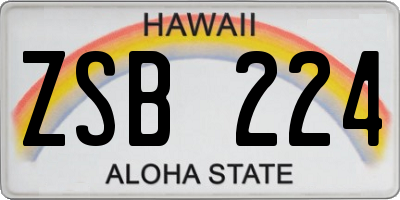 HI license plate ZSB224