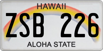 HI license plate ZSB226