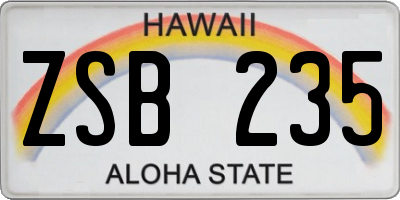HI license plate ZSB235