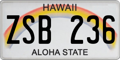 HI license plate ZSB236