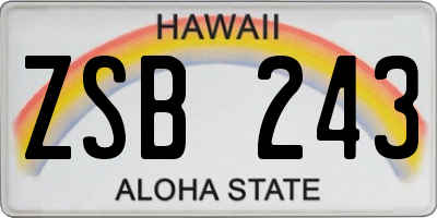 HI license plate ZSB243