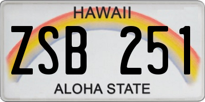 HI license plate ZSB251
