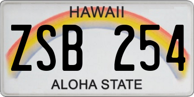 HI license plate ZSB254