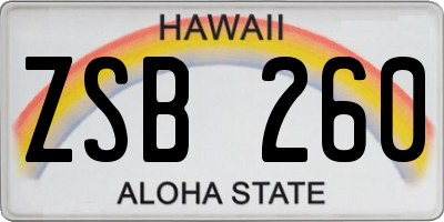 HI license plate ZSB260