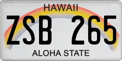 HI license plate ZSB265