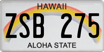 HI license plate ZSB275