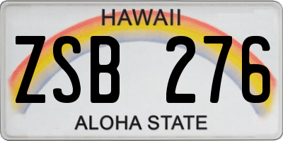 HI license plate ZSB276