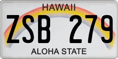 HI license plate ZSB279